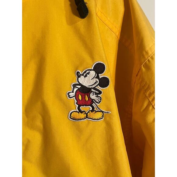 Vintage Disney Store Mickey Mouse Coat Large Men’s Yellow Hooded 1/2 Zip Snap - Picture 2 of 13